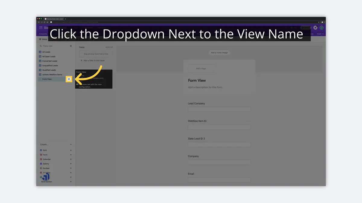 what is airtable view name dropdown image