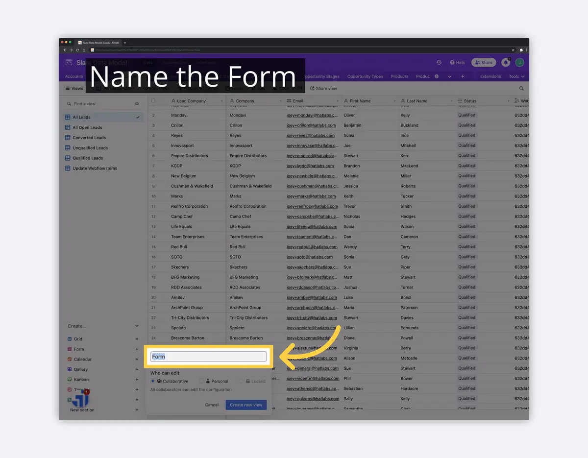 what is airtable name a form image