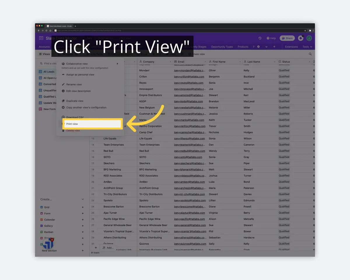 what is airtable print view image