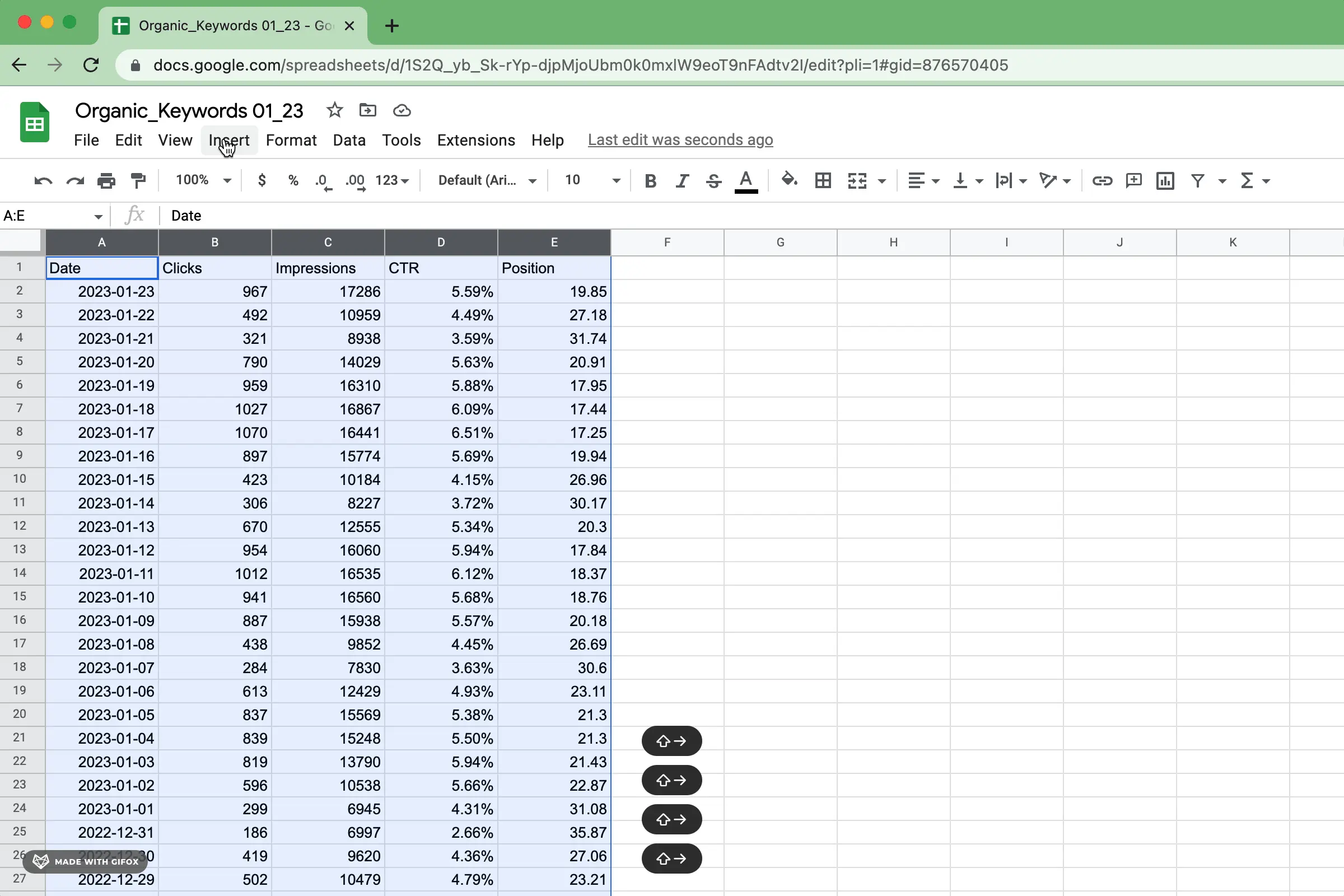 google sheets select chart data