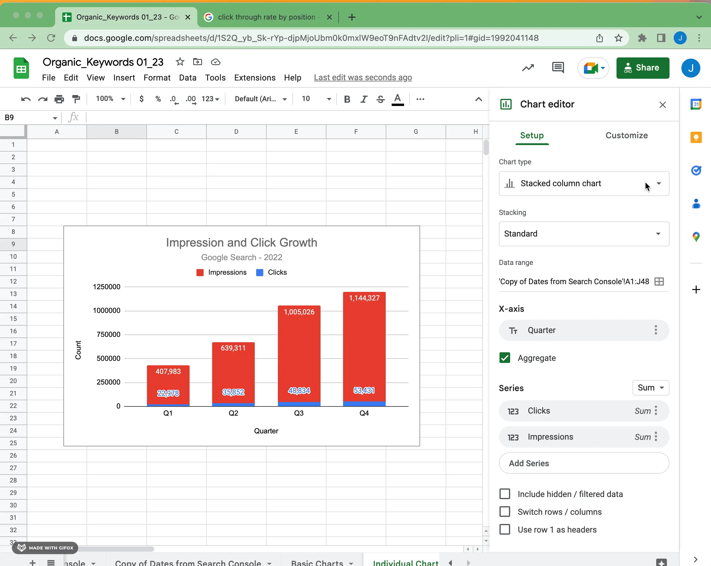 how to make a stacked column chart in google sheets