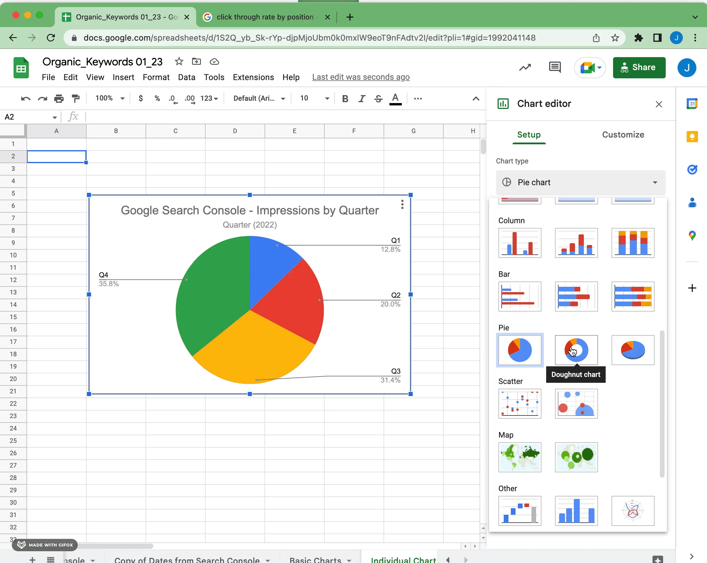 how to make a pie chart in google sheets