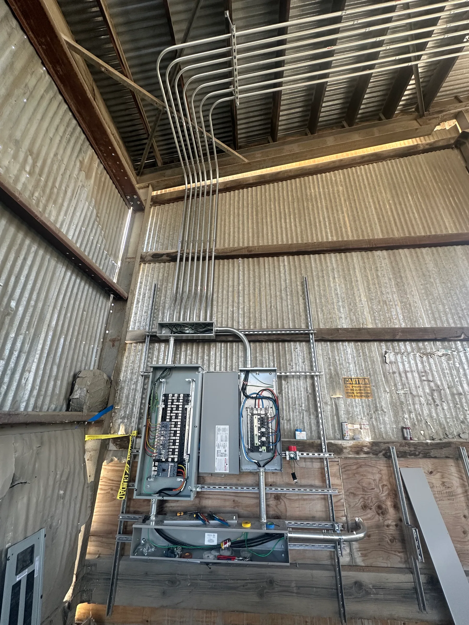 New industrial electrical panels, distribution equipment and conduit installed at Oldcastle Infrastructure in Redding.