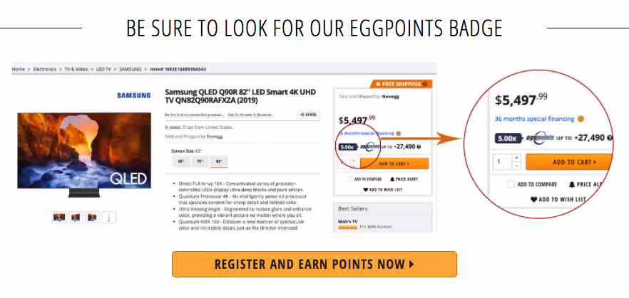 A product with the EggPoints Program badge run by Newegg.