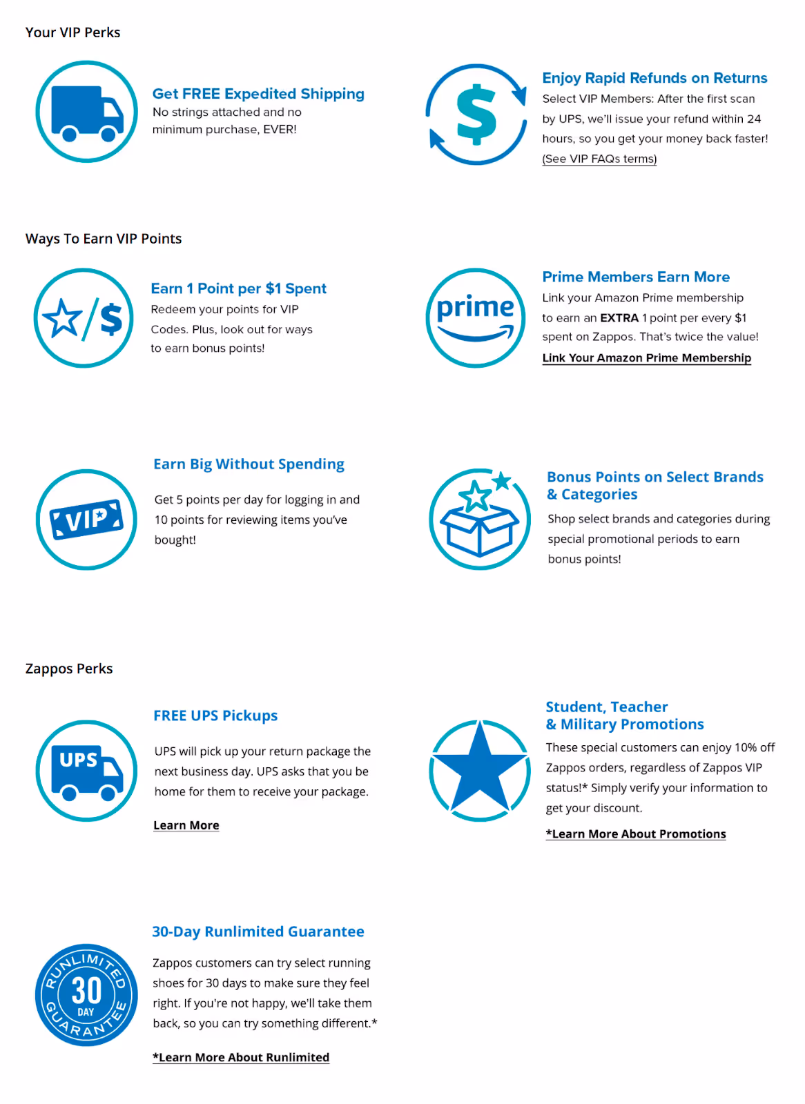 Reward mechanisms in the Zappos loyalty program.