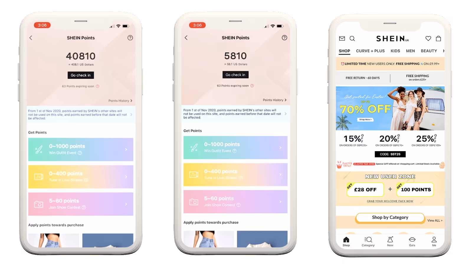 SHEIN shopping application.