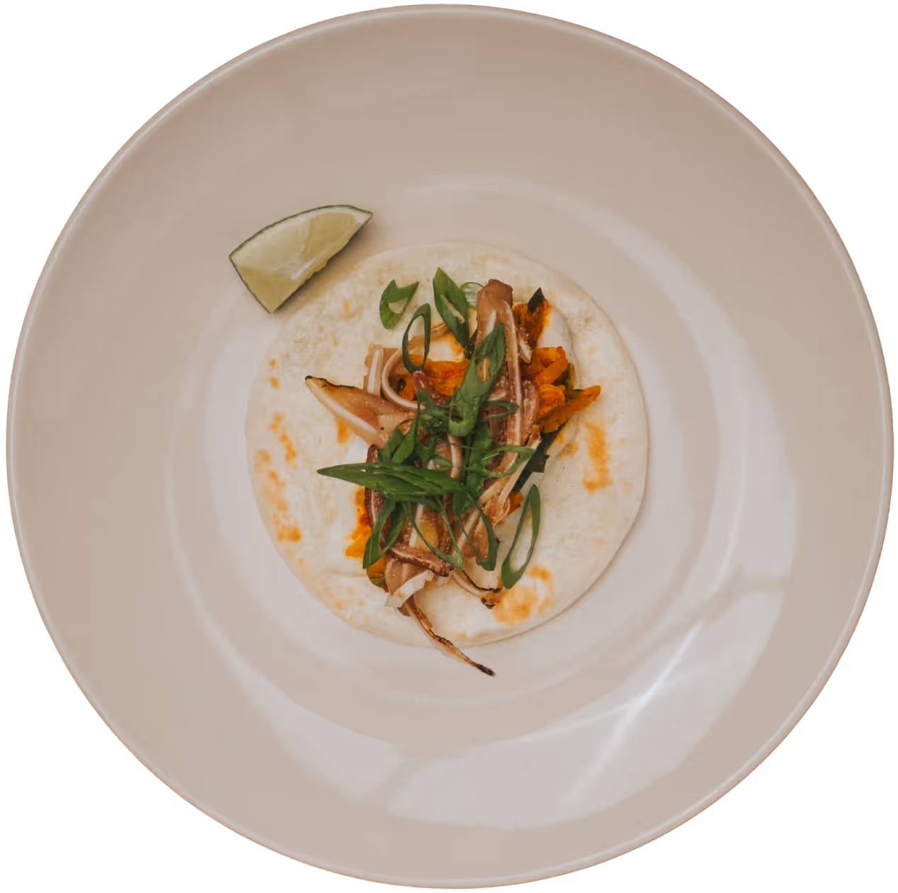 Dingley Dell Pigs Ear Taco with 'Trimchi'