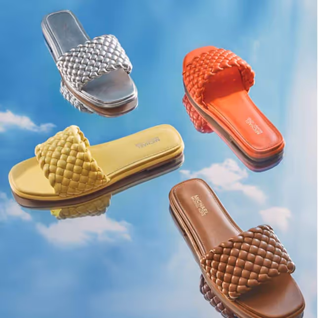 Shoe ad on similar blue cloudy sky aesthetic background like other ads