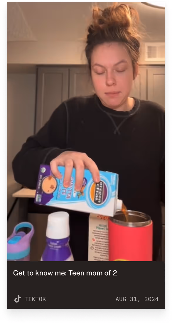 TikTok video example - Get to know me as a mom of 2