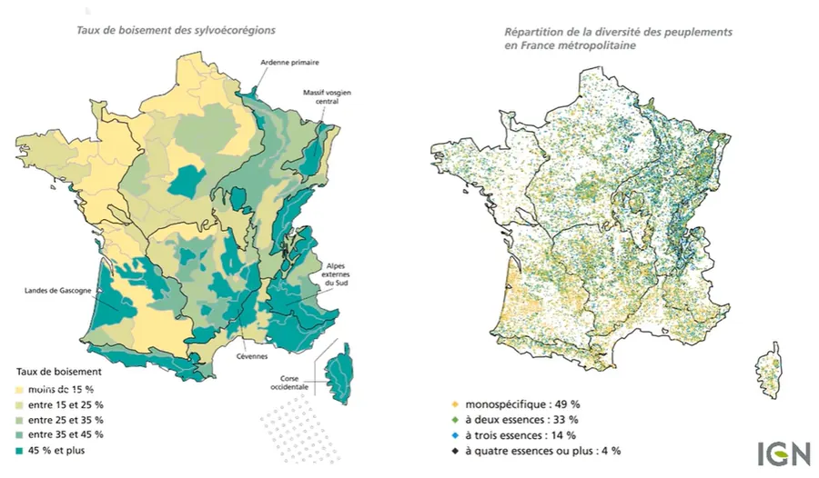 Taux de boisement de sylcoécorégions