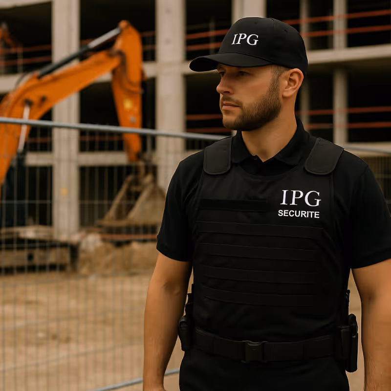 Agent de sécurité surveillant un chantier
