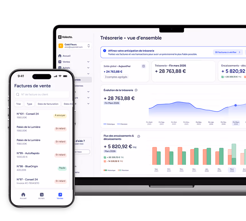 Écran d'ordinateur montrant l'interface de l'outil Kolecto