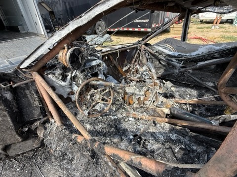 Interior of a burned race car