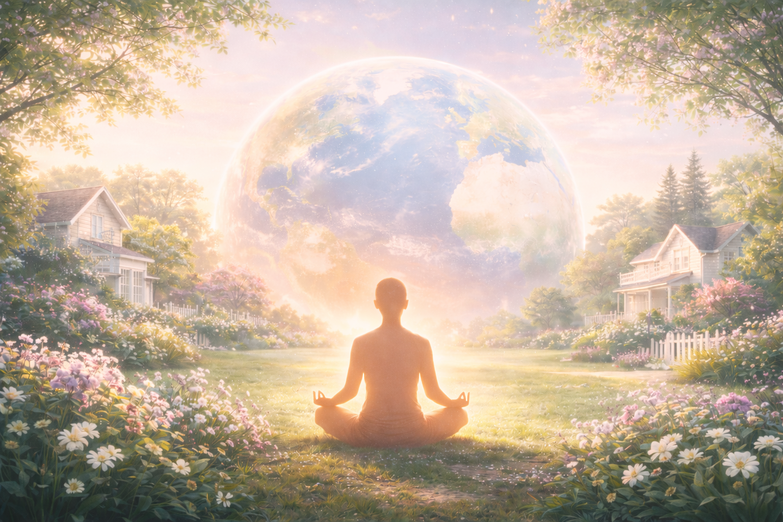 Group meditation session at Peace Village