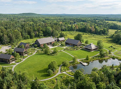 Aerial view of the Peace Village retreat grounds