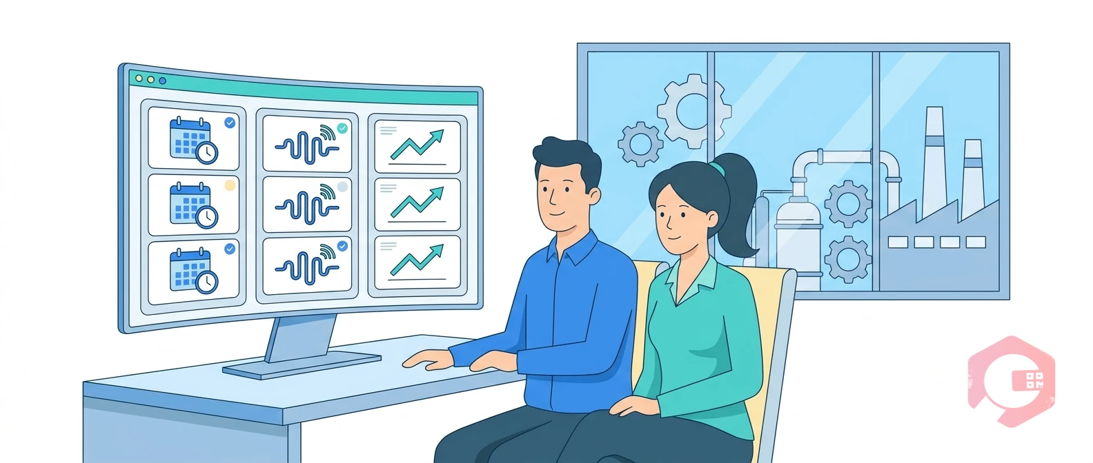 Manager and reliability engineer choosing maintenance strategy per asset using Cryotos CMMS | Cryotos