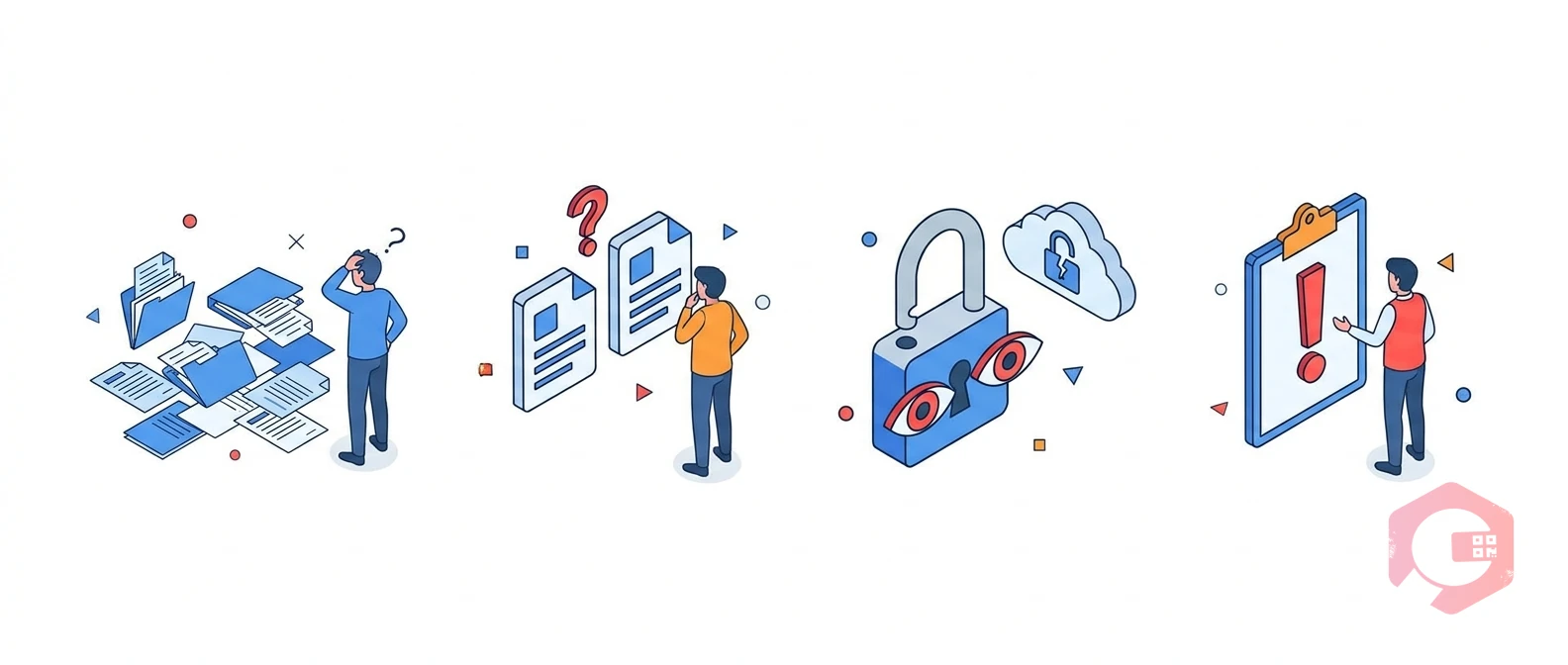 Four document management pain points — scattered files, version chaos, no access control, audit risk | Cryotos