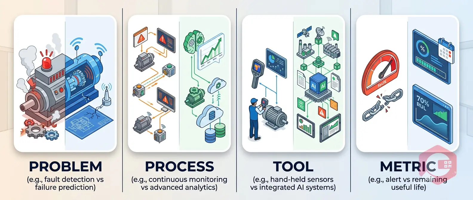 Condition-Based Maintenance vs Predictive Maintenance — problems grid