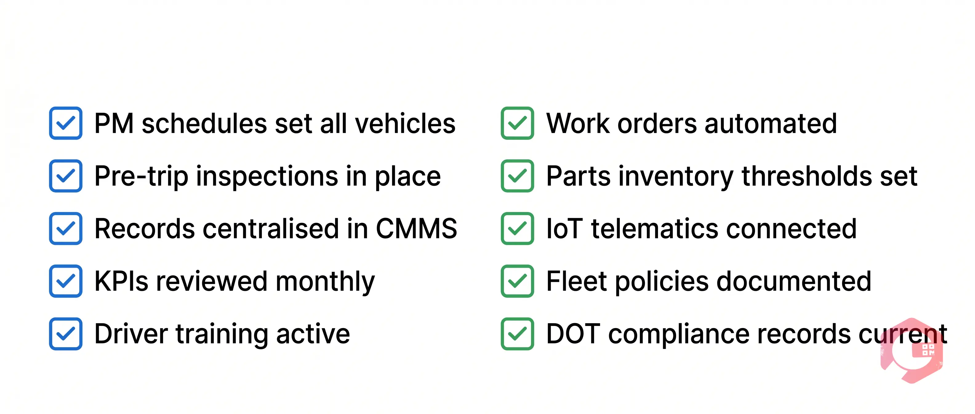 Fleet Maintenance Checklist 10 Point | Cryotos