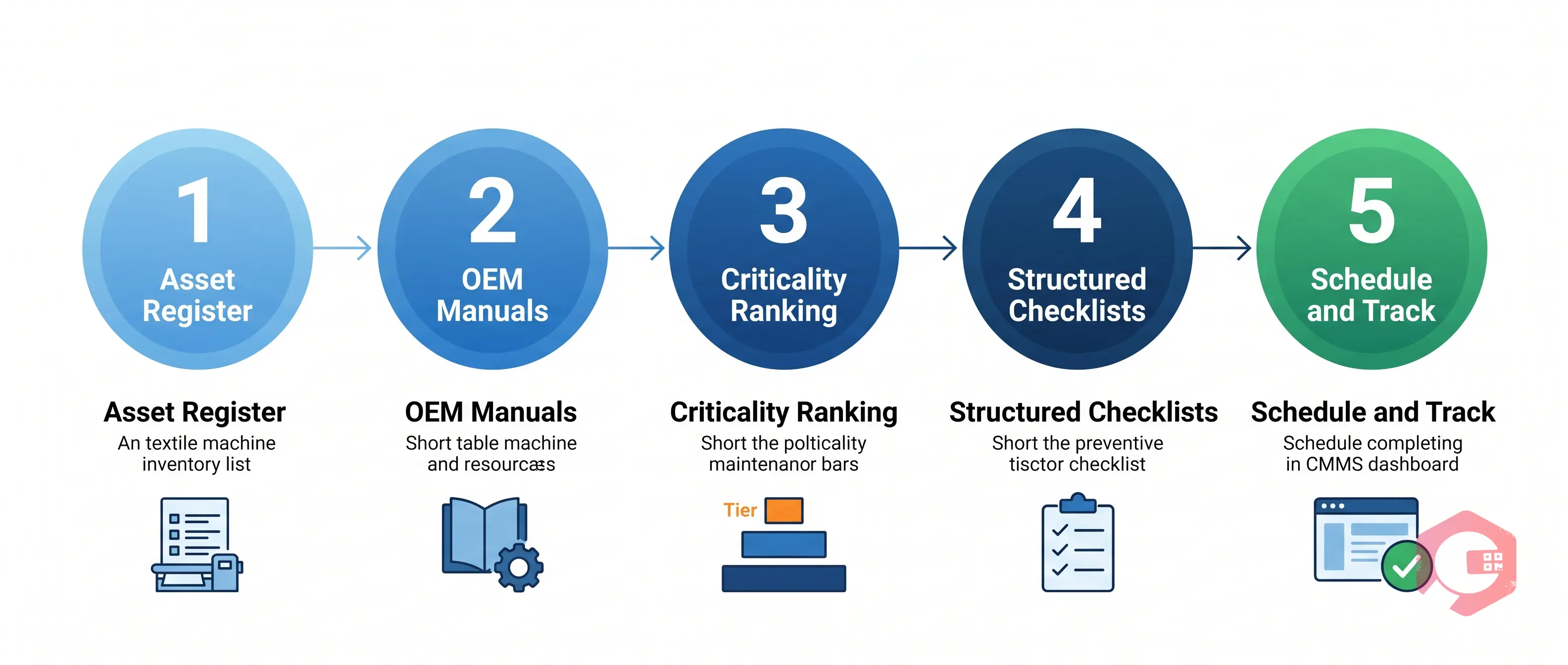 Five steps to build a textile preventive maintenance program: asset register, OEM manuals, criticality, checklists, schedule | Cryotos