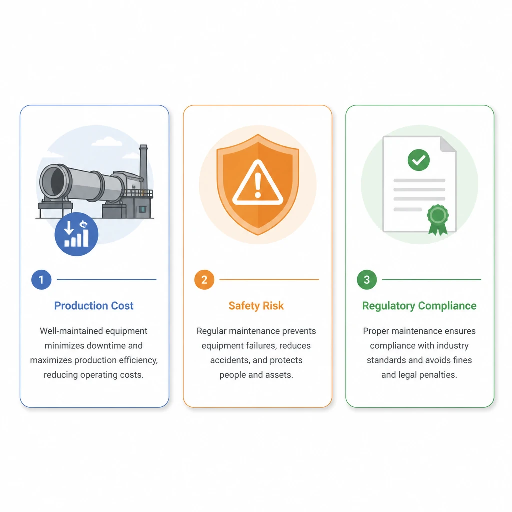 Why equipment maintenance is critical in cement manufacturing — 3 key reasons illustration | Cryotos