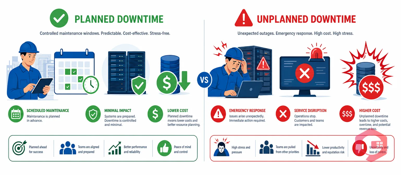 Planned vs unplanned downtime cost comparison in tyre manufacturing | Cryotos