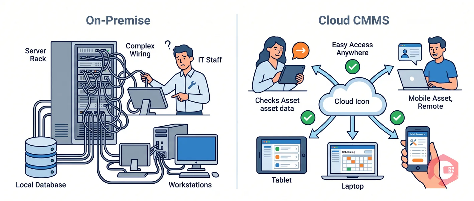 Cloud CMMS vs on-premise architecture comparison: cloud hosted vs local server infrastructure | Cryotos