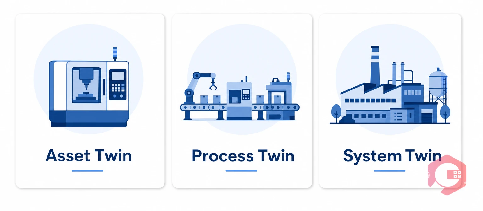 3 types of digital twins in manufacturing: asset twin, process twin, system twin | Cryotos