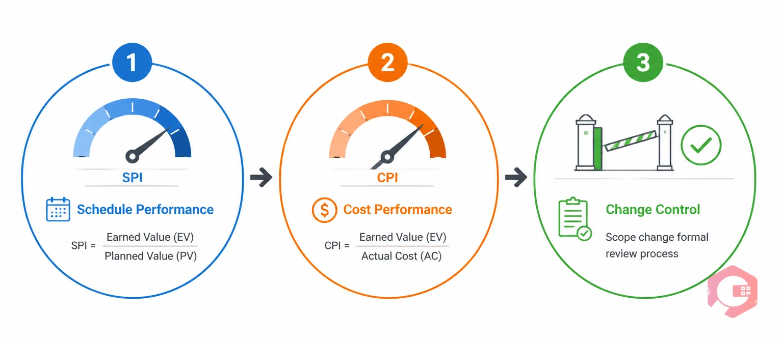 PMBOK Monitoring and Controlling for STO - SPI CPI and Change Control step-by-step | Cryotos