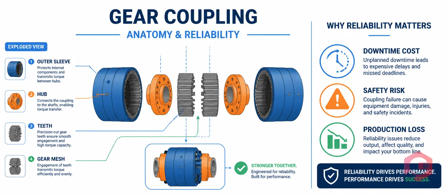 What is a gear coupling anatomy and why reliability matters illustration | Cryotos