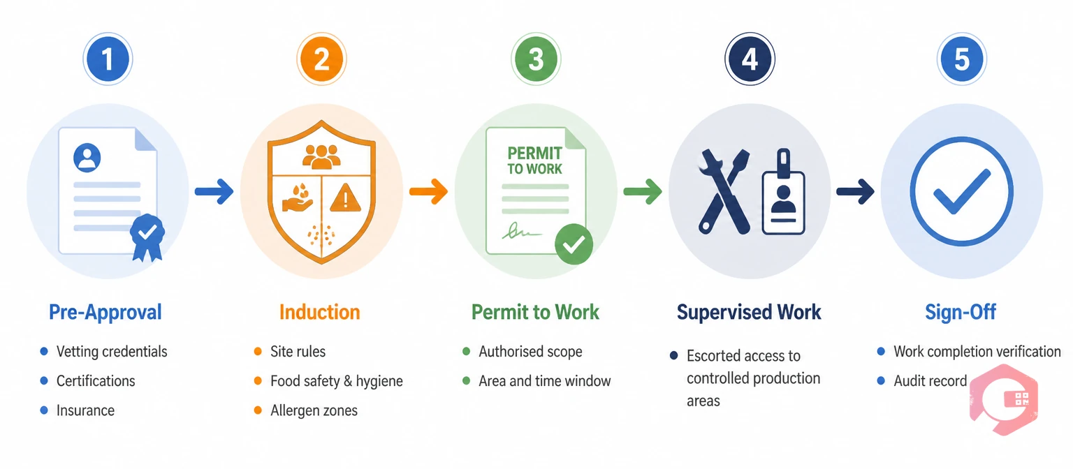 What contractor access management means in a food plant - concept illustration | Cryotos