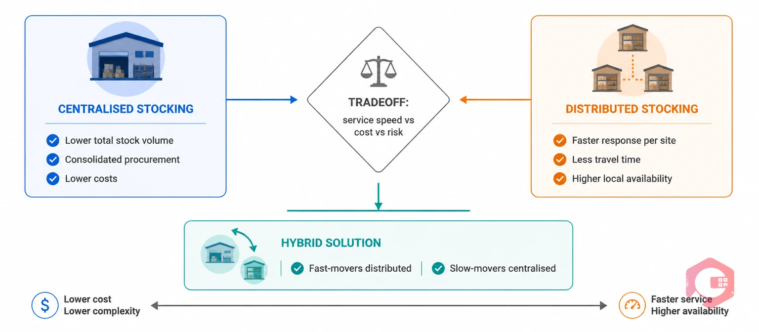 Centralised vs distributed stocking tradeoff for FM companies managing multiple properties | Cryotos