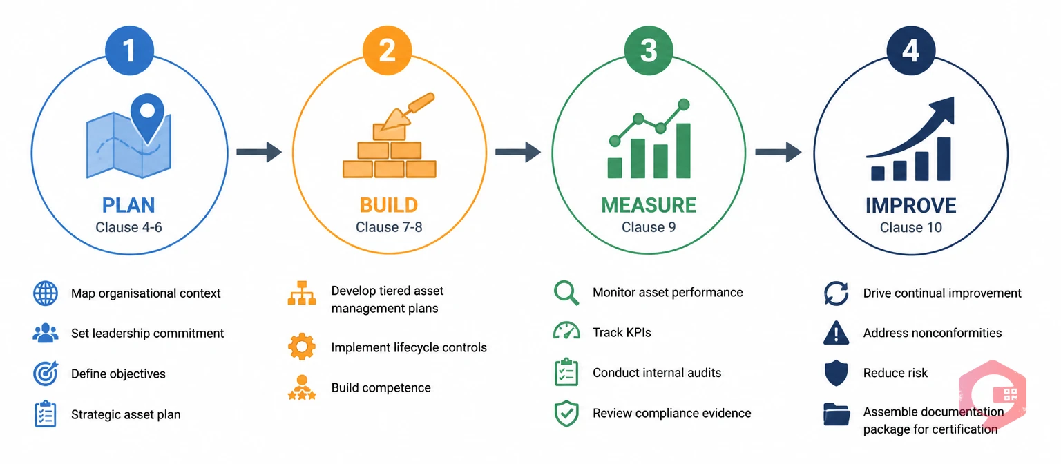 ISO 55001 alignment 4-phase journey Plan Build Measure Improve | Cryotos