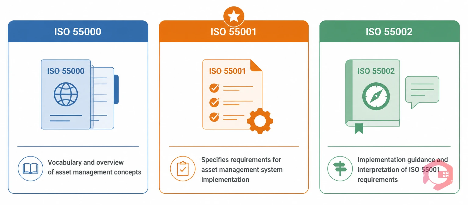 ISO 55000 vs ISO 55001 vs ISO 55002 - what each standard covers | Cryotos