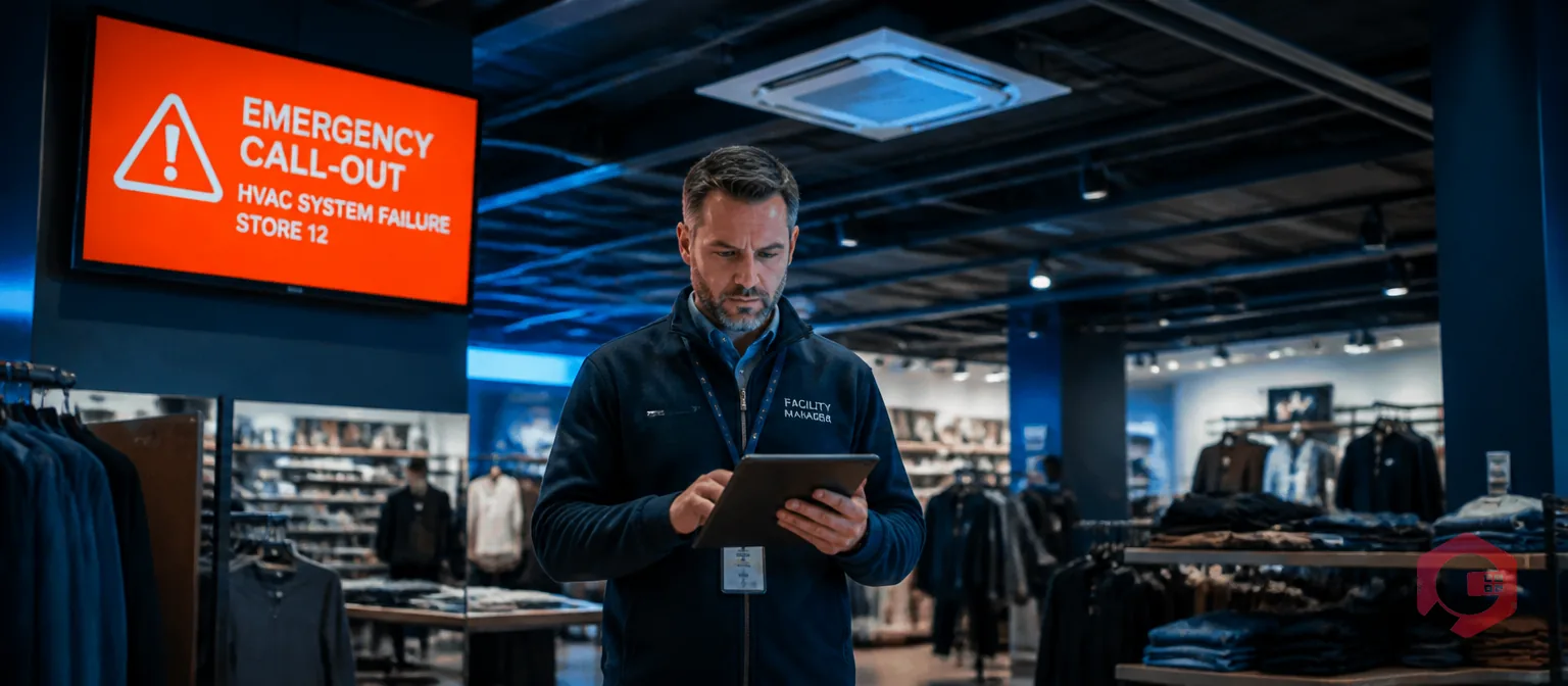 Retail facility manager balancing planned maintenance schedule against emergency call-out notifications in a retail store | Cryotos