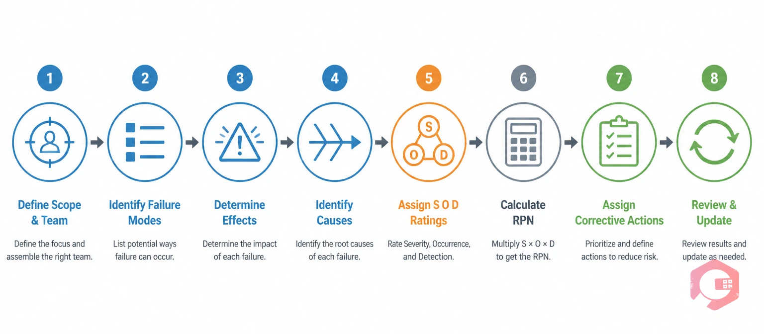 8 steps to conduct an FMEA analysis: from defining scope to reviewing and updating the document | Cryotos