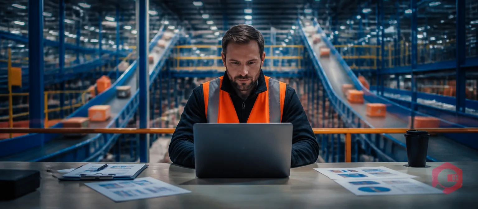 Reliability engineer analysing MTBF and MTTR performance data for warehouse conveyor and sortation systems | Cryotos