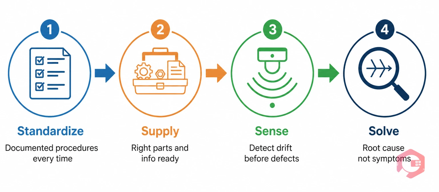First Time Right 4S Framework: Standardize, Supply, Sense, Solve — four levers for manufacturing FTR improvement | Cryotos