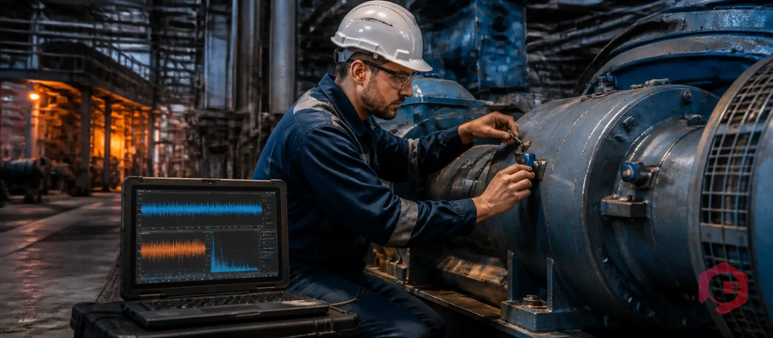 Predictive maintenance engineer using acoustic emission sensors on industrial machinery | Cryotos