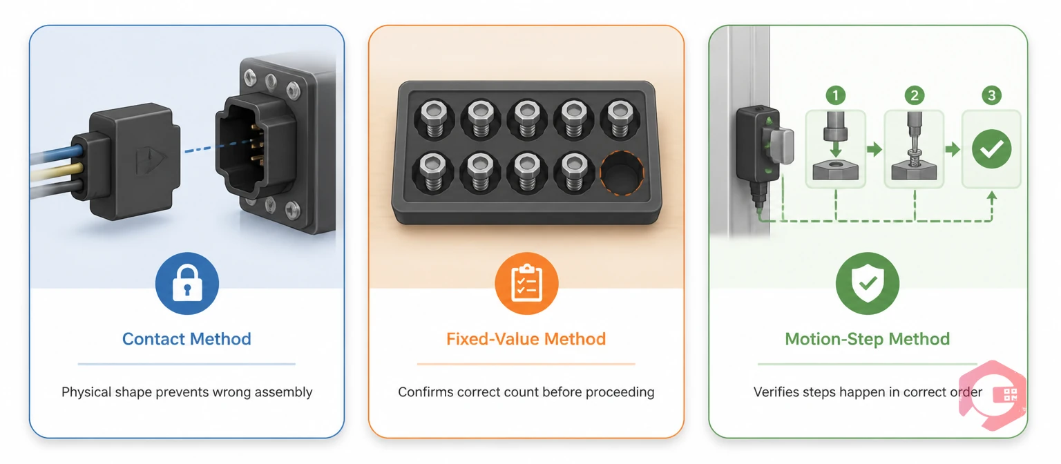 The 3 types of poka-yoke devices - Contact, Fixed-Value, and Motion-Step methods | Cryotos