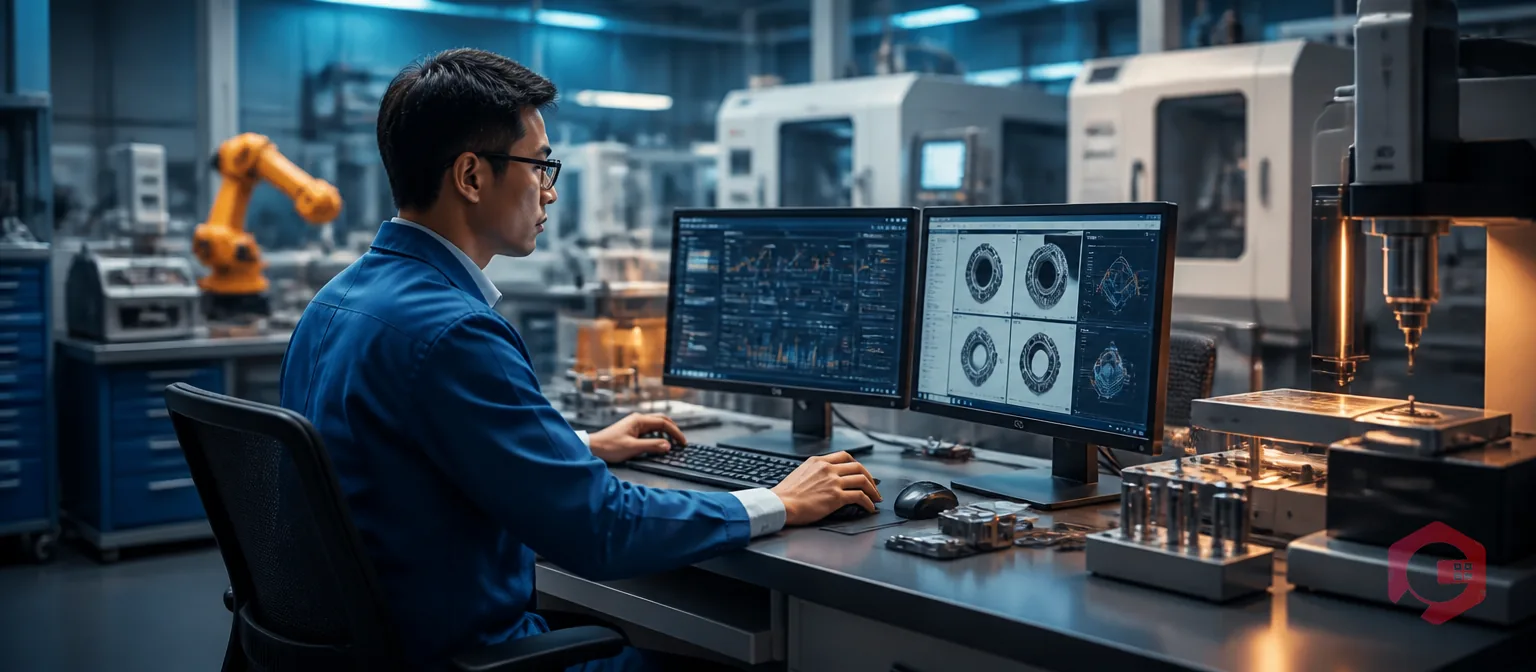 Quality engineer comparing machine condition data and product quality inspection results in a manufacturing facility | Cryotos