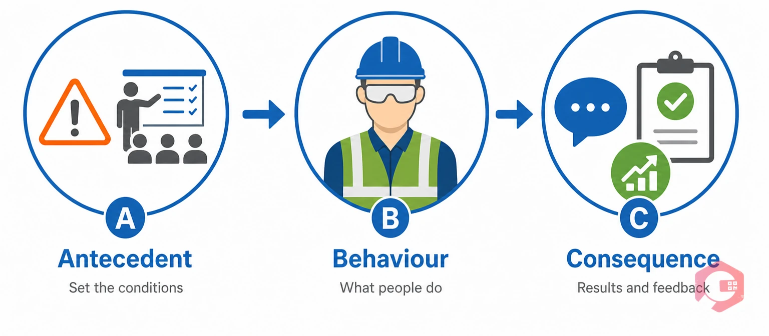 ABC model three stages Antecedent Behaviour Consequence in behaviour-based safety | Cryotos