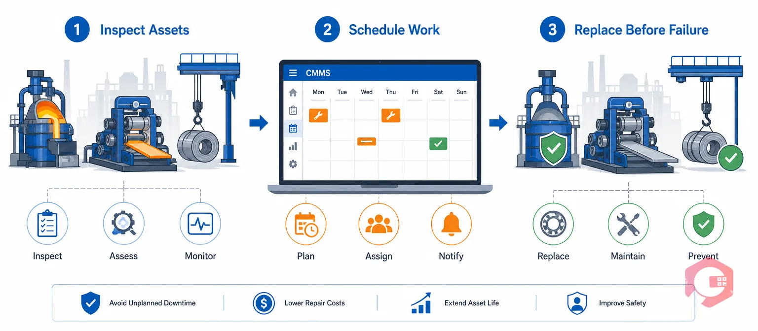 What is preventive maintenance in steel plants concept | Cryotos