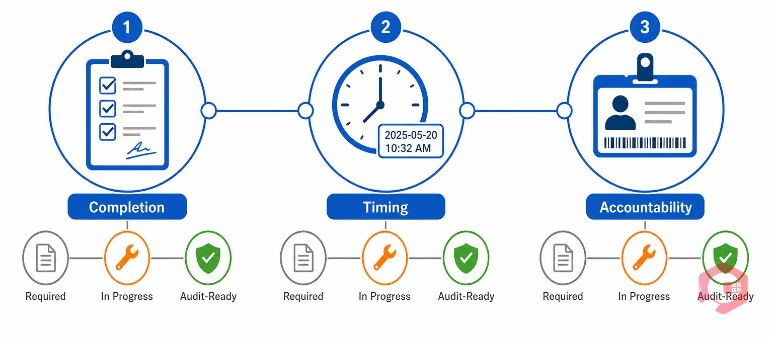 Three requirements of audit-ready maintenance records: completion, timing, accountability | Cryotos