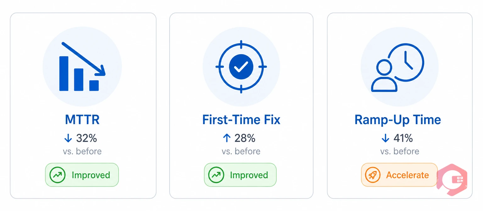 Measuring the impact of digital work instructions: MTTR, first-time-fix rate, technician ramp-up time | Cryotos