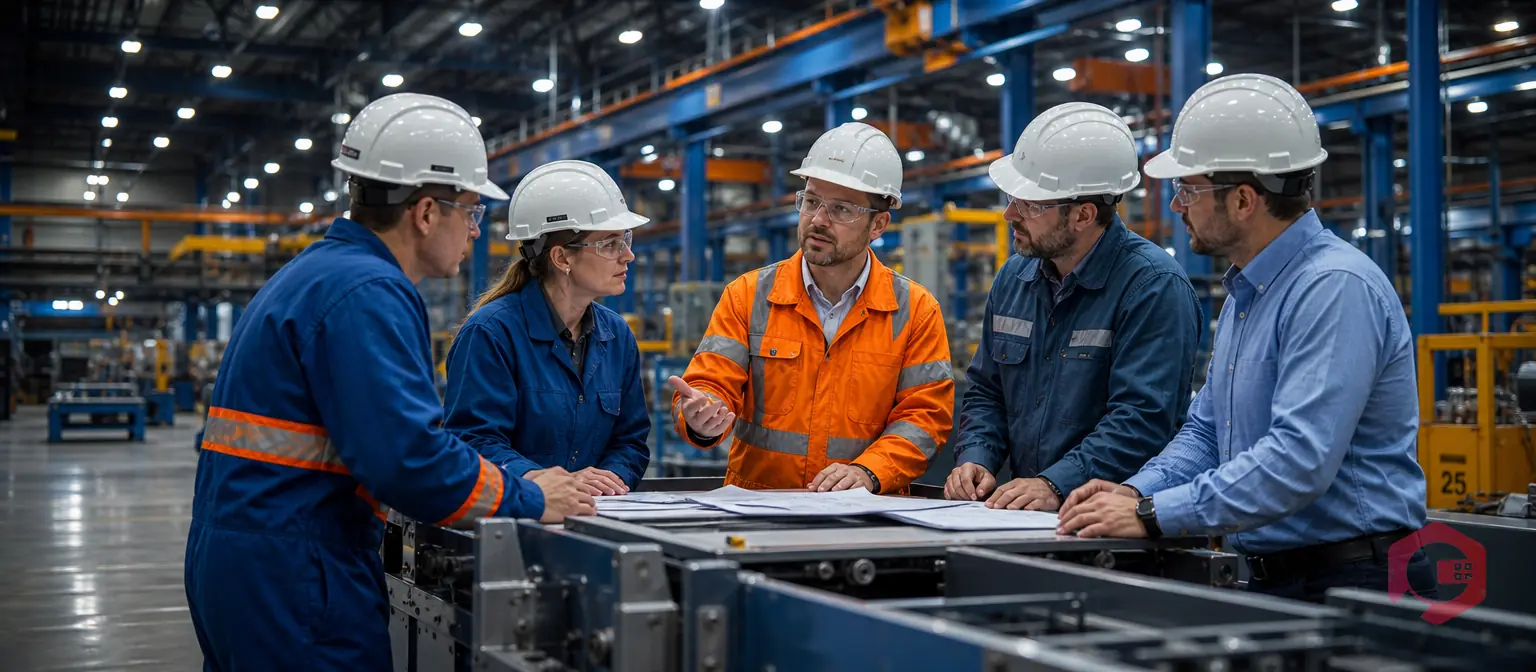 Cross-functional TPM committee reviewing maintenance on the factory floor | Cryotos