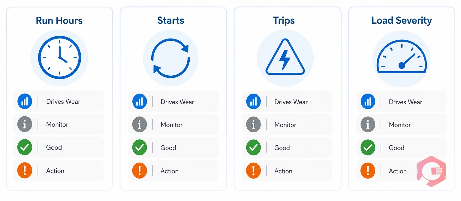The Four-Signal Wear Model: run hours, starts, trips, and load severity | Cryotos