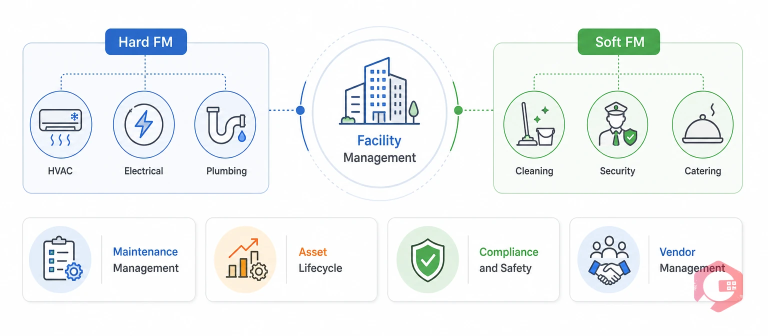 Facility management: Hard FM and Soft FM plus core functions | Cryotos