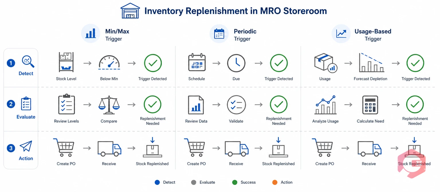 Overview of MRO inventory replenishment triggers | Cryotos