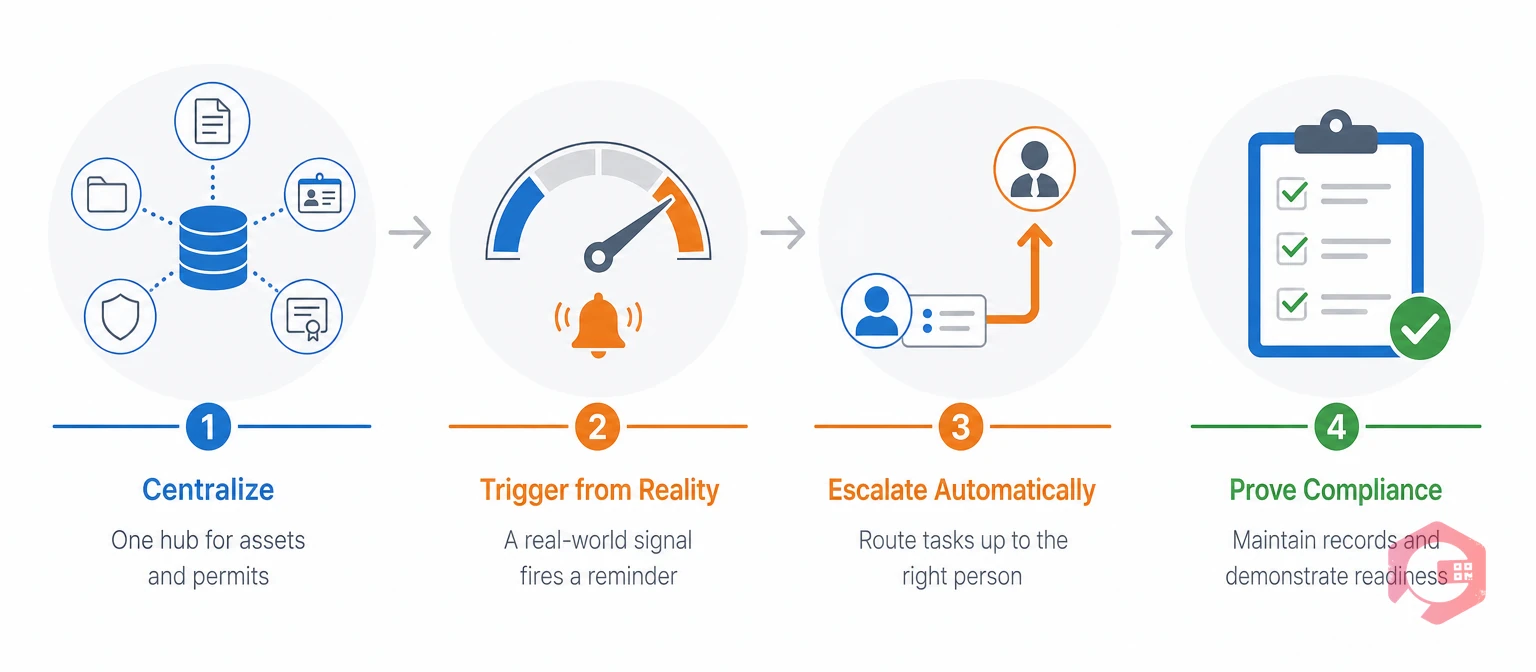The 4-pillar expiration reminder framework: centralize, trigger from reality, escalate, prove compliance | Cryotos
